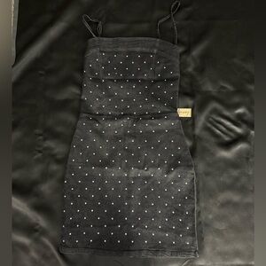 Love Squared Black Jean Rhinestone Sparkle Mini Dress